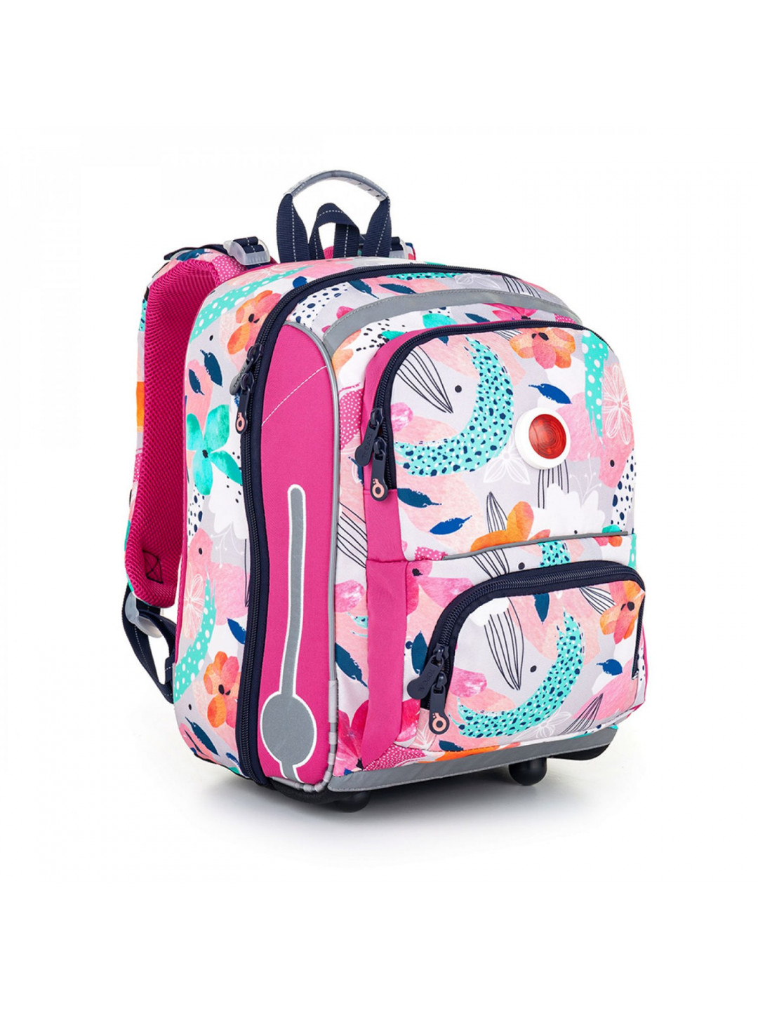 Školní aktovka s kytkami Topgal růžová